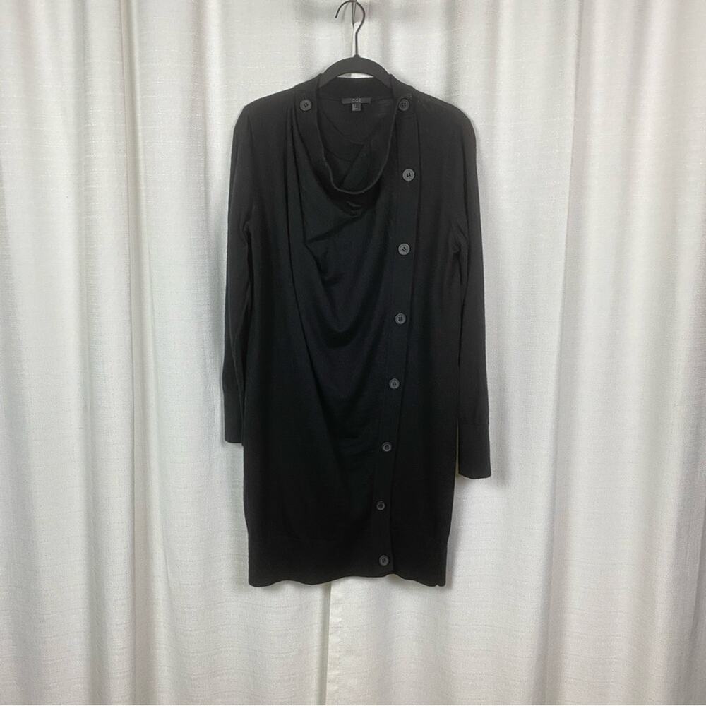 Cos Black Wool Button Front Sweater Tunic Dress S… - image 5